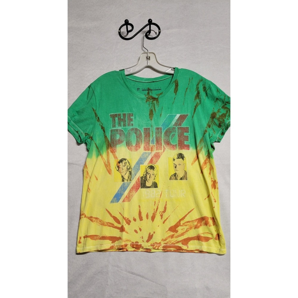 Prince Peter Collection Green And Yellow Police SS Graphic Womens Tshirt Size L